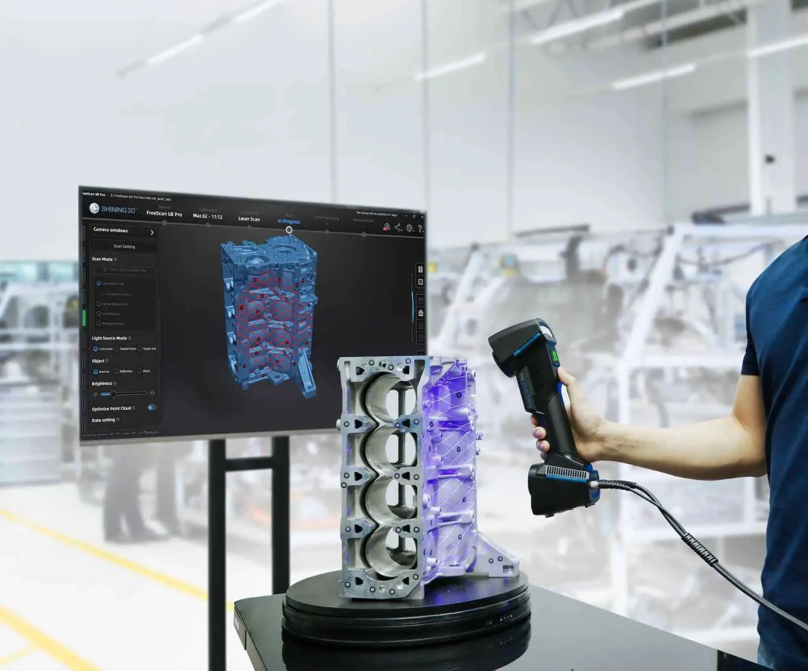3D scan using a blue-light laser scanner